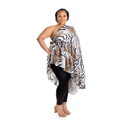 ZaZa Silk Animal Print Curvy Skirt