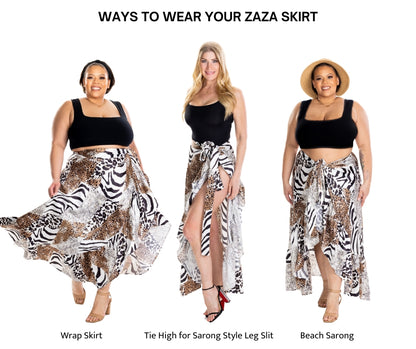 ZaZa Silk Animal Print Curvy Skirt
