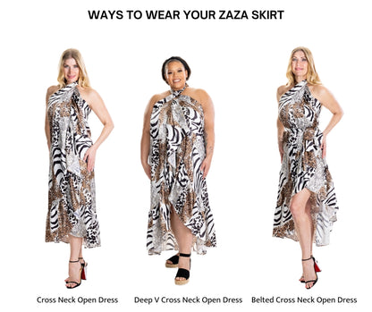 ZaZa Silk Animal Print Curvy Skirt